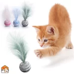 Speelballetje met veertjes - 3 stuks - katten en honden