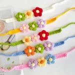 Wollen halsband met gebreide bloem voor huisdieren - Afbeelding 4