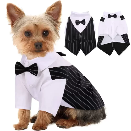 Honden Tuxedo Pak met Strikje – Huisdier Outfit – Feestjes Kleding HuisdierXL