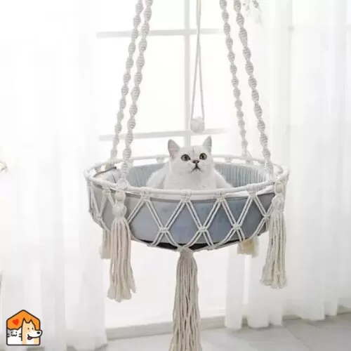 Bohemian Handgeweven Kattenhangmat met Katoenen Kwastjes Katten HuisdierXL