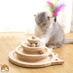 Torenspoor disc met bal voor interactieve kattentraining