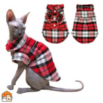 Kleding van katoen voor katten, geruit patroon