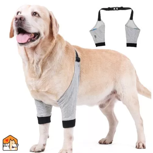 Honden Elleboogbrace: Zacht, ademend, anti-lik, wondbeschermer voor verlichting Kleding HuisdierXL