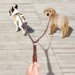 Dubbele leren hondenriem - wandelen & trainen zonder klitten - Afbeelding 2
