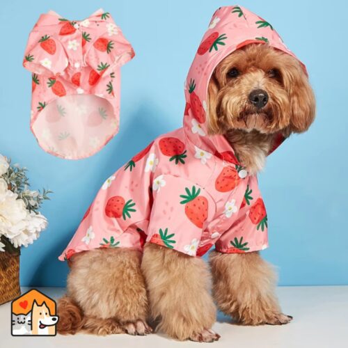 Schattige Aardbeien Stijl Regenjas voor Jouw Hond Kleding HuisdierXL