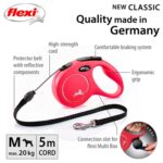 Flexi Rollijn Classic Cord Rood - M 5 Mtr