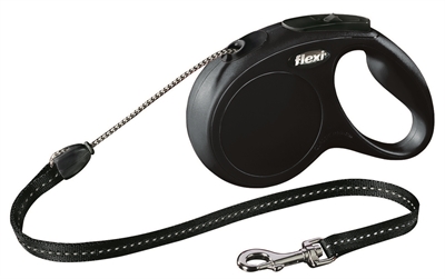 Flexi Rollijn Classic Cord Zwart - M 5 Mtr