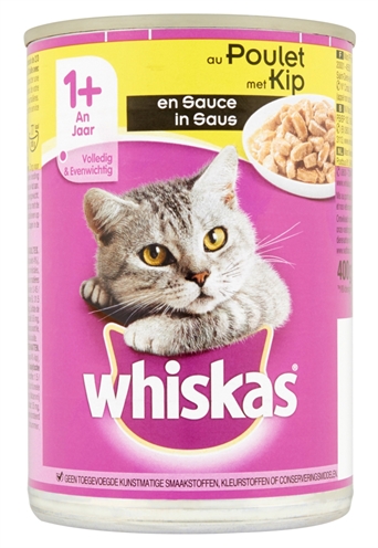 Whiskas Blik Adult Brokjes In Saus Kip - 12 x 400 g