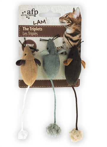 Afp Muis The Triplets Lamswol Met Catnip Assorti - 7 x 7 x 3 cm 3 stuks
