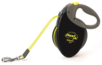 Flexi Rollijn Giant Tape Neon Zwart / Geel - L 8 Mtr