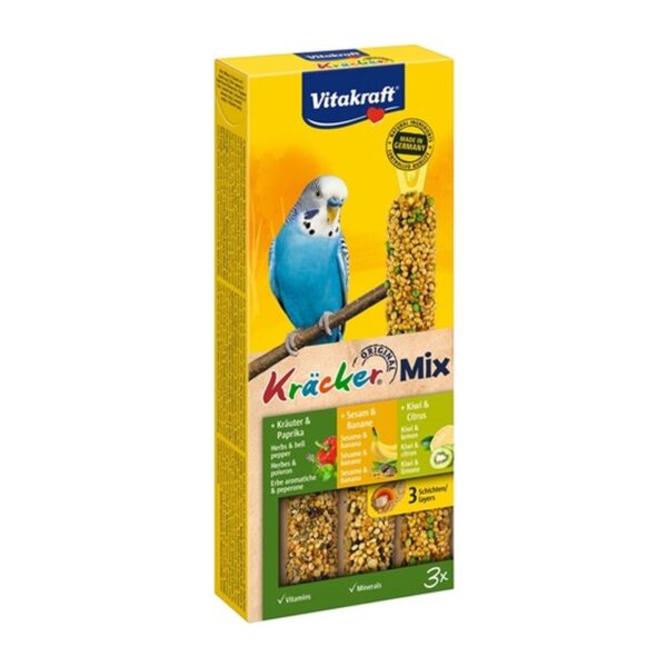 Vitakraft Parkiet Kracker Vijgen/Banaan-Sesam/Kiwi - 3 In 1