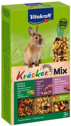 Vitakraft Dwergkonijn Krackers Noot/Bosvruchten/Groenten - 3 In 1