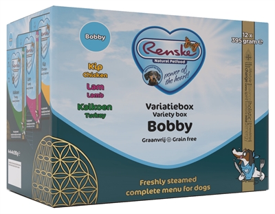 Renske Vers Vlees Variatiebox Bobby Graanvrij Kip/Lam/Kalkoen - 12 x 395 g