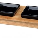 Trixie Voerset Keramiek Met Houten Onderstel Zwart - 200 ml 28 x 15 x 5 cm
