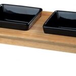 Trixie Voerset Keramiek Met Houten Onderstel Zwart - 400 ml 36 x 19 x 7 cm