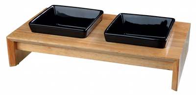 Trixie Voerset Keramiek Met Houten Onderstel Zwart - 400 ml 36 x 19 x 7 cm