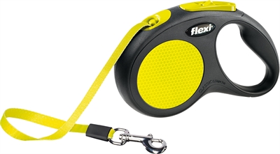Flexi Rollijn New Classic Neon Tape Zwart / Geel - S 5 Mtr