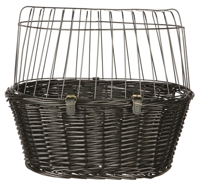Trixie Wilgen Fietsmand Voorop Zwart Met Kussen En Kap - 50 x 35 x 41 cm