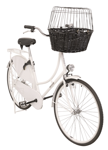 Trixie Wilgen Fietsmand Voorop Zwart Met Kussen En Kap - 50 x 35 x 41 cm