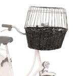 Trixie Wilgen Fietsmand Voorop Zwart Met Kussen En Kap - 50 x 35 x 41 cm