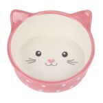 Happy Pet Voerbak Kat Polka Roze / Creme - 300 ml
