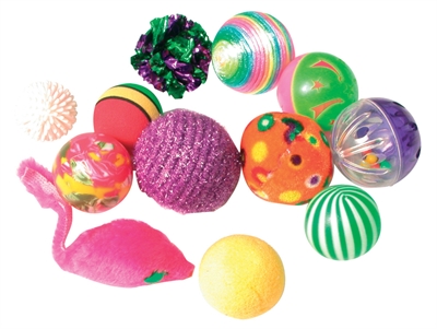 Zolux Kattenspeelgoed Fancy Gekleurde Ballen Assorti - 12 stuks