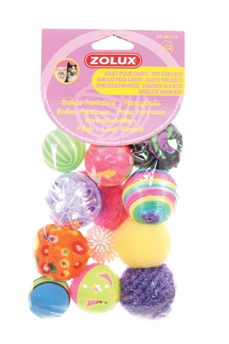 Zolux Kattenspeelgoed Fancy Gekleurde Ballen Assorti - 12 stuks
