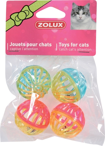 Zolux Kattenspeelgoed Bal Twist Met Bel Assorti - 4 cm 4 stuks