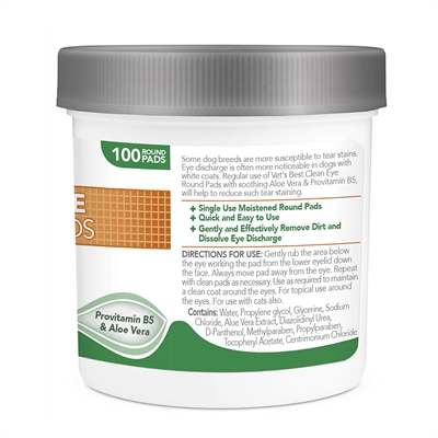 Vets Best Clean Eye Round Pads - 100 stuks