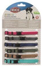 Trixie Puppy Halsband Set Fuchsia/Grafiet/Indigo/Bosgroen/Koraal - 17-25 cm 6 stuks
