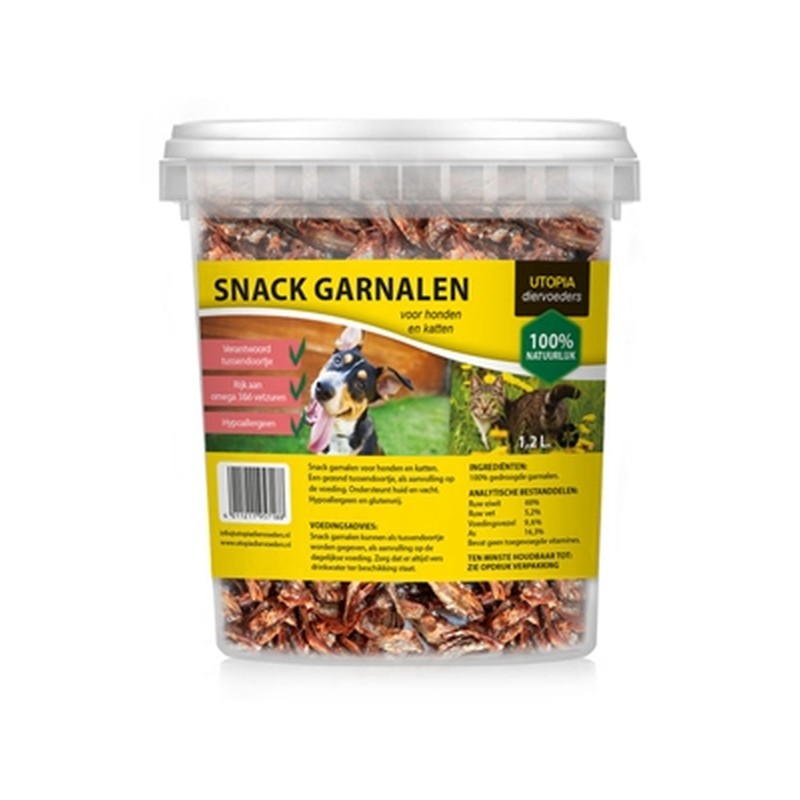HuisdierXL VDM 390133 image derivative v1 Utopia Gedroogde Snack Garnalen Voor Hond En Kat - 1,2 l