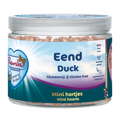 391491.jpg Renske Hond Gezonde Beloning Mini Hartjes Eend - 100 g