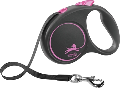 Flexi Rollijn Black Design Tape Roze - S 5 Mtr Tot 15 kg