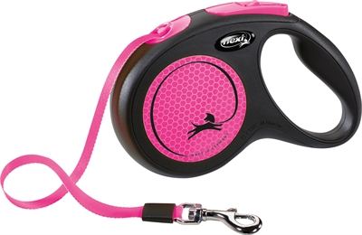 Flexi Rollijn New Classic Neon Tape Zwart / Roze - M 5 Mtr Tot 25 kg