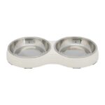 Trixie Voerbak Kat Dubbel Melamine / Rvs Wit - 2 x 200 ml 27 x 14 x 3 cm