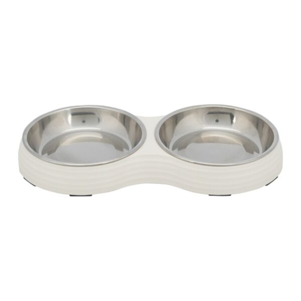 Trixie Voerbak Kat Dubbel Melamine / Rvs Wit - 2 x 200 ml 27 x 14 x 3 cm