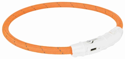 Trixie Lichtgevende Halsband Hond Flash Usb Tpu / Nylon Oranje - 45 x 0,7 cm