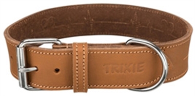 Trixie Halsband Hond Rustic Vetleer Heartbeat Bruin - 47-55 x 4 cm