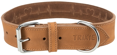 Trixie Halsband Hond Rustic Vetleer Heartbeat Bruin - 55-65 x 4 cm