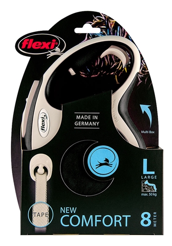 Flexi Rollijn New Comfort Tape Zwart - L 8 Mtr
