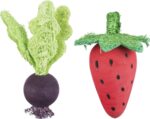 Trixie Speelbal Set Biet / Aardbei Hout / Loofah - 6/9 cm