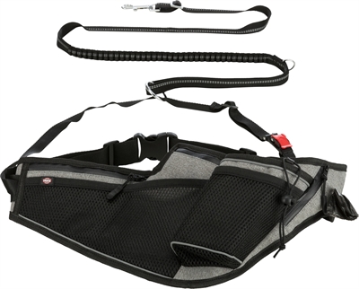 Trixie Joggingriem Met Lijn Grijs / Zwart - 115-150 x 2 cm / 70-130 x 23 cm