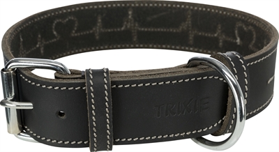 408445.jpg Trixie Halsband Hond Rustic Vetleer Heartbeat Zwart - 55-65 x 4 cm