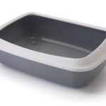 Savic Kattenbak Iriz Met Rand Koudgrijs / Wit - 42 x 31 x 12,5 cm