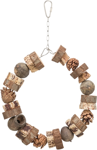 410592.jpg Trixie Ringschommel Hout / Dennenappels Naturel - 18 x 18 cm