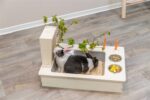 Trixie Voederstation Met Voerbak / Waterbak / Hooiruif Hout Naturel - 70 x 47 x 41 cm