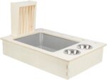 Trixie Voederstation Met Voerbak / Waterbak / Hooiruif Hout Naturel - 70 x 47 x 41 cm