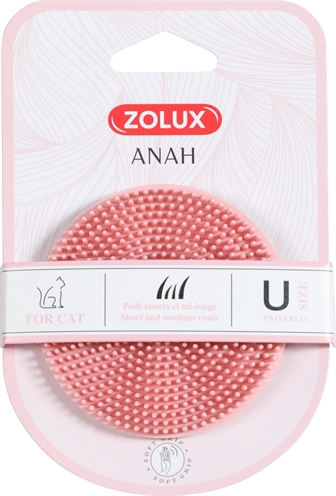411689.jpg Zolux Anah Borstel Rond Rubber Roze - 7,5 x 7,5 x 3 cm