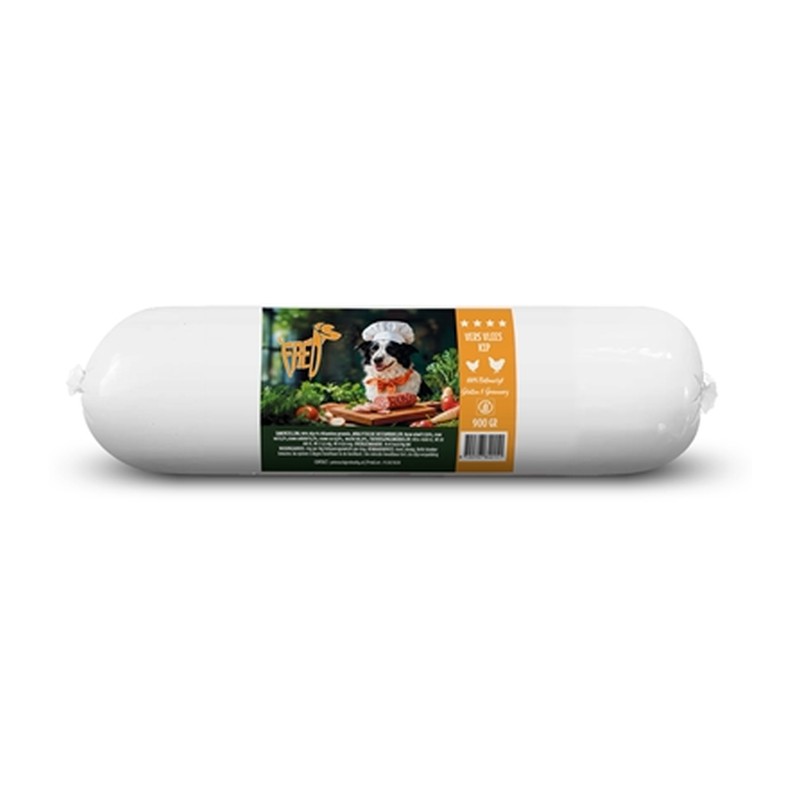 Freds Gestoomd Vers Vlees Worst Kip Tarwe En Glutenvrij - 900 g