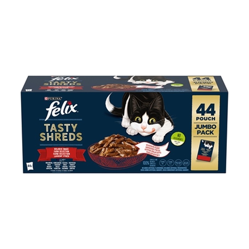 Felix Heerlijke Reepjes Farm Selectie Rund / Kip / Eend / Kalkoen - 44 x 80 g